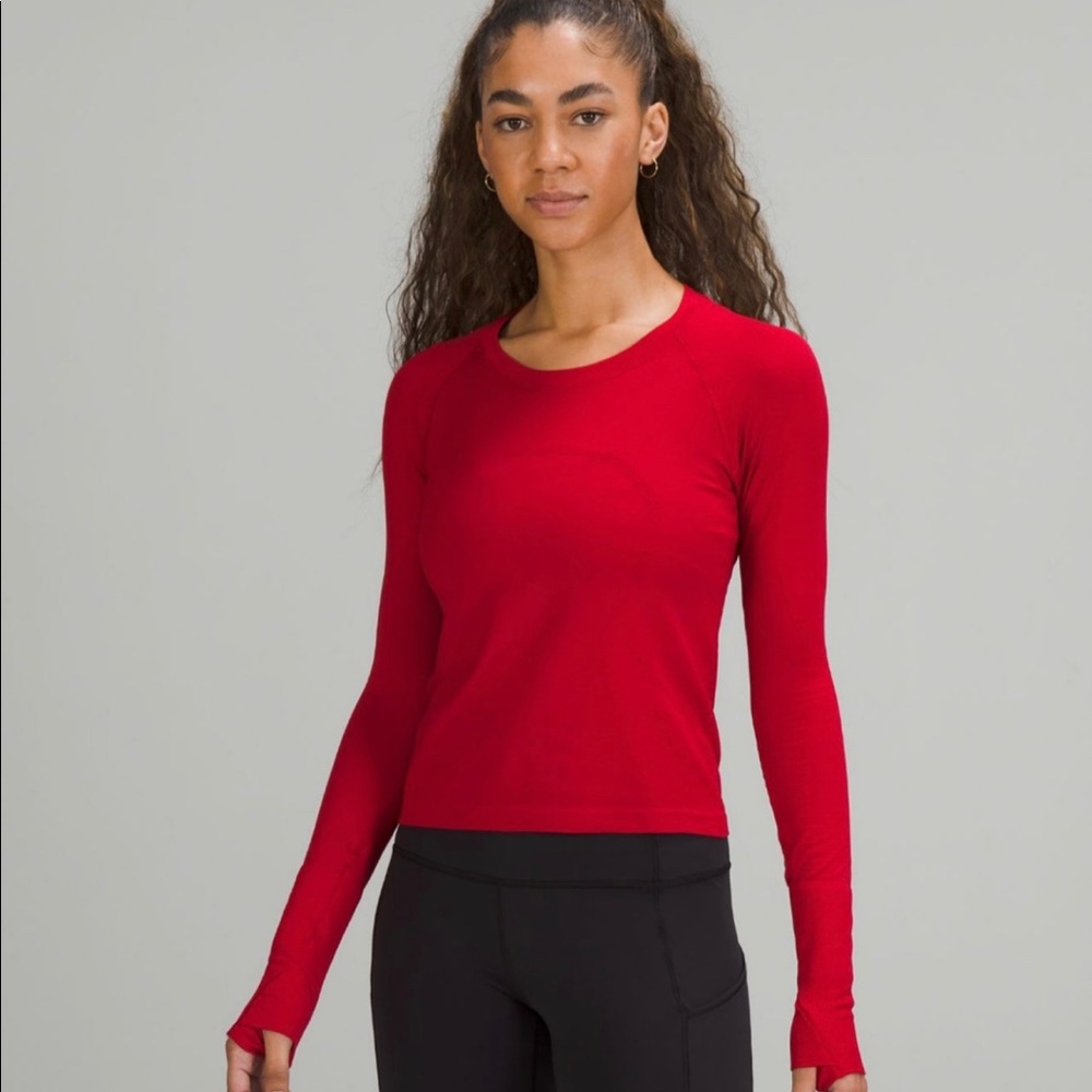 Red Lululemon long sleeve swiftly tech